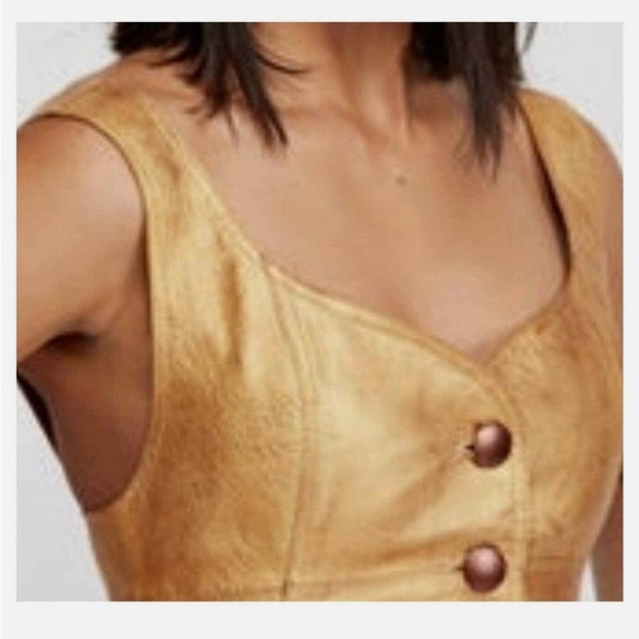 Free People Goldie leather full button up lined  Dress size 0 - Picture 2 of 11